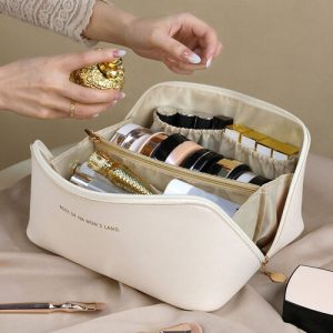 Leather Makeup Cosmetic Travel Storage Large Capacity bag