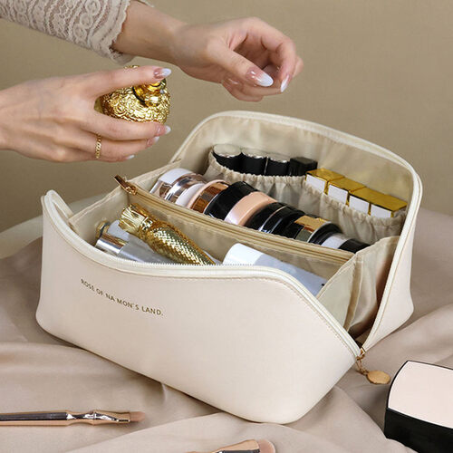 Leather Makeup Cosmetic Travel Storage Large Capacity bag